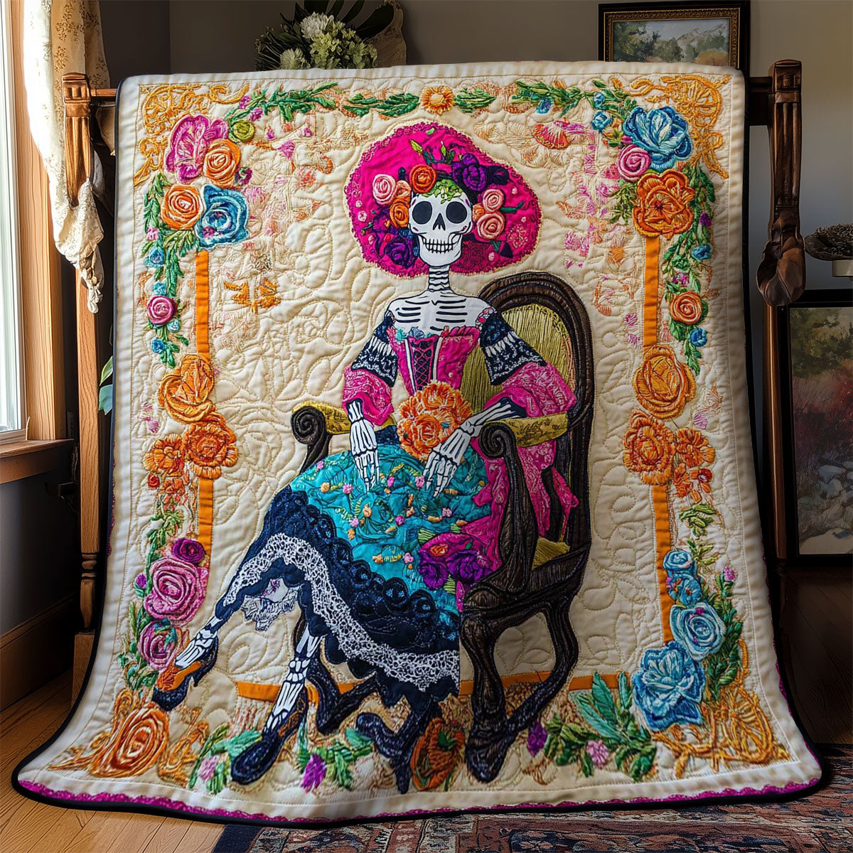 Floral Skeleton Queen WN0703039CL Quilt