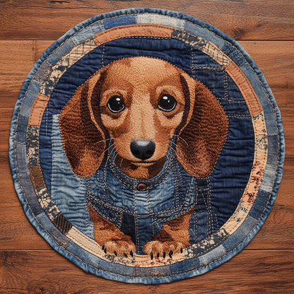 Dachshund And Blooms WN0207035CL Quilted Round Mat