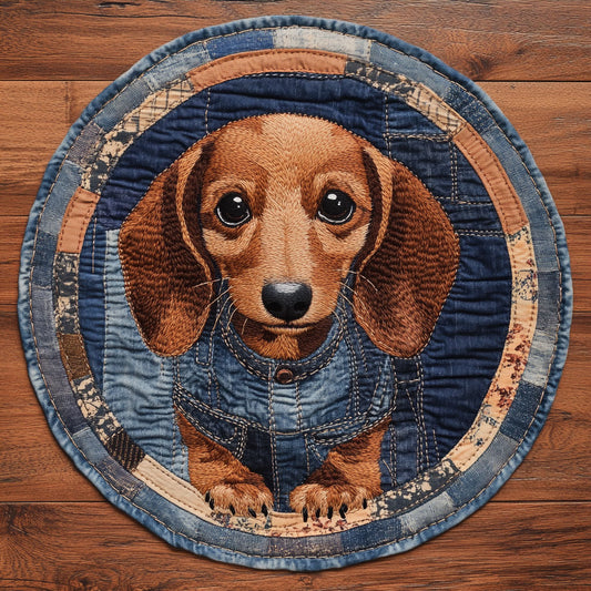 Dachshund And Blooms WN0207035CL Quilted Round Mat