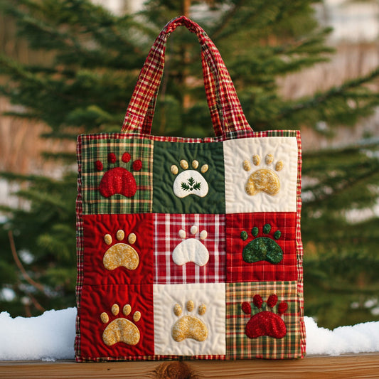 Dog Paw Holiday Dreams WN0511021CL Quilted Tote Bag