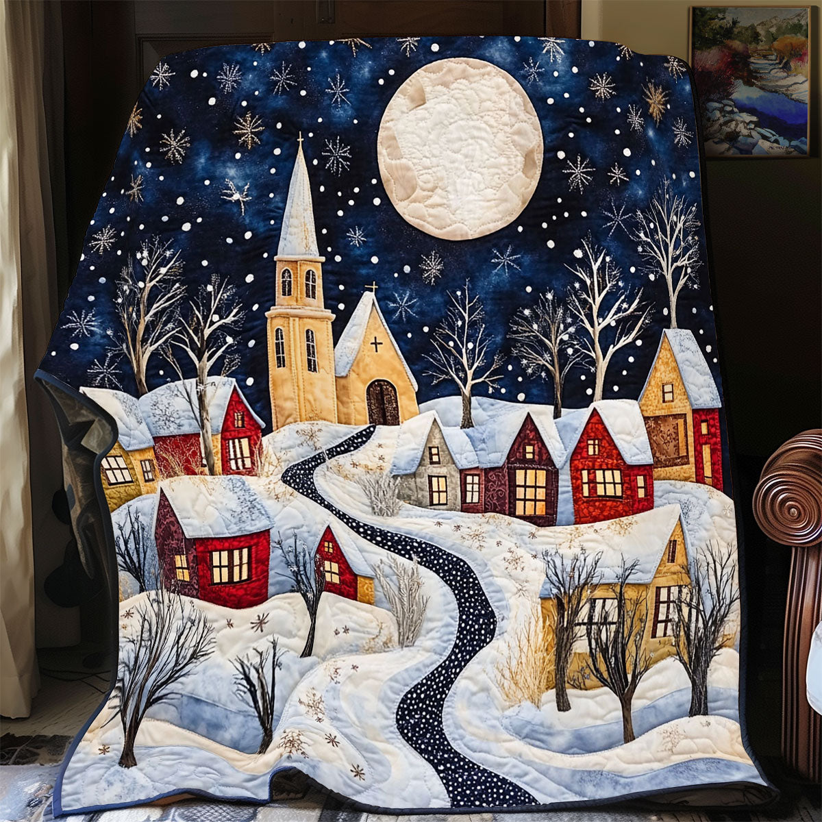 Moonlit Snow Village CP0601036CL Quilt