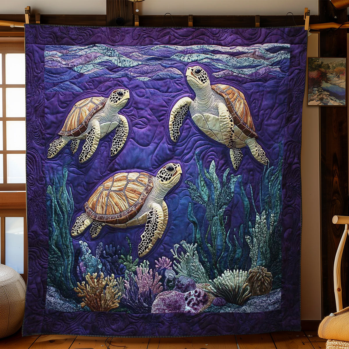 Moonlit Turtle Voyage WN1703096CL Quilt