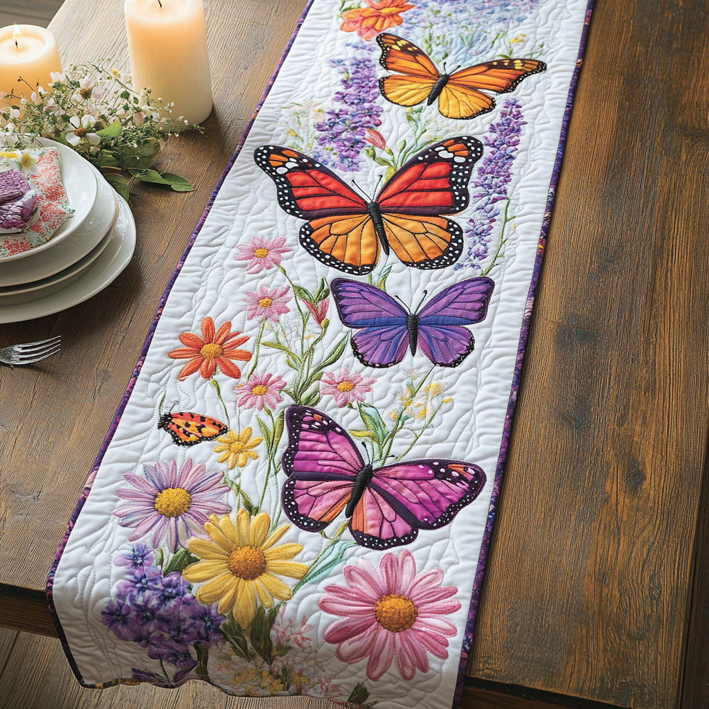 Butterfly Garden CW1501085CL Quilted Table Runner