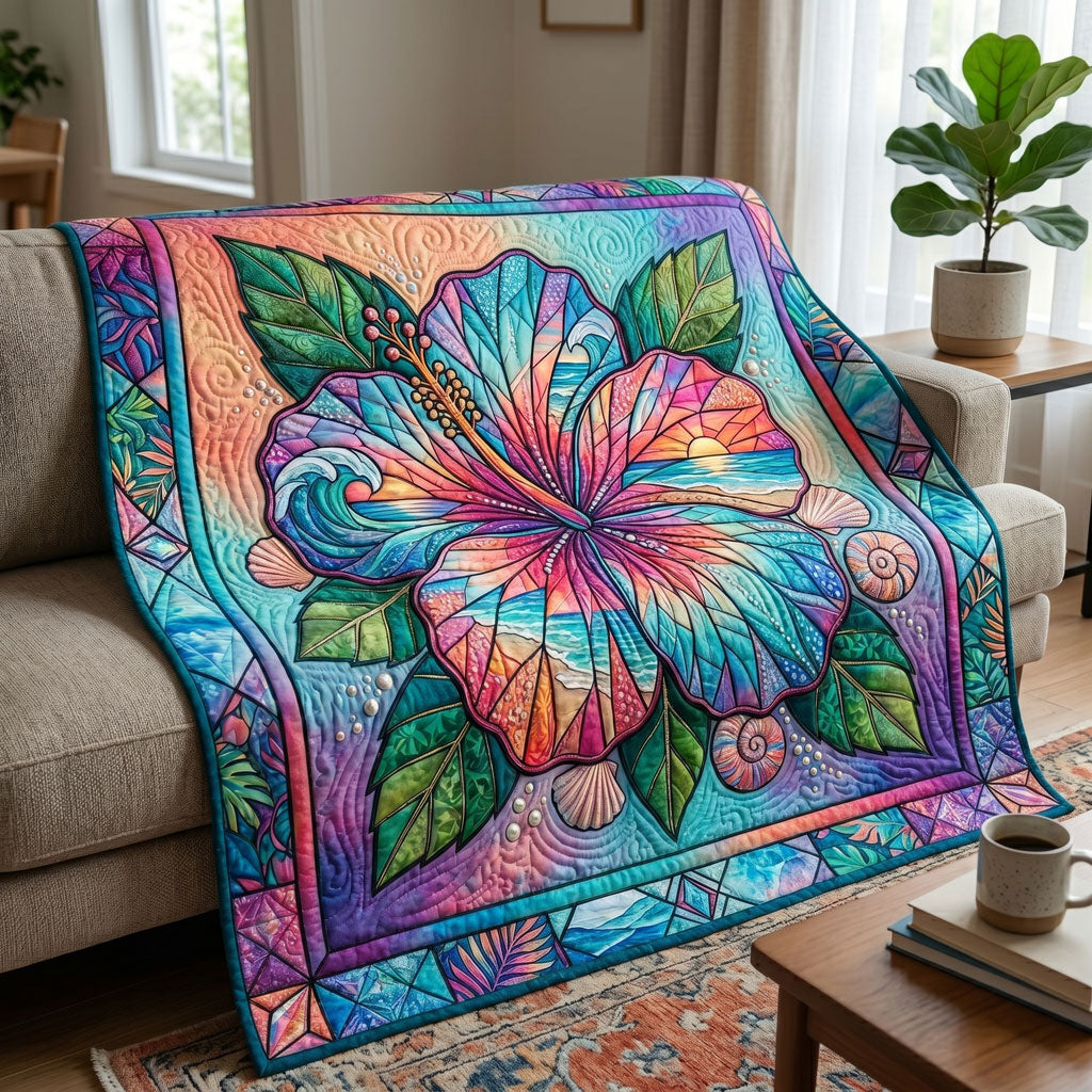 Ocean Sunset Stained Glass Bloom WN0705020CL Quilt