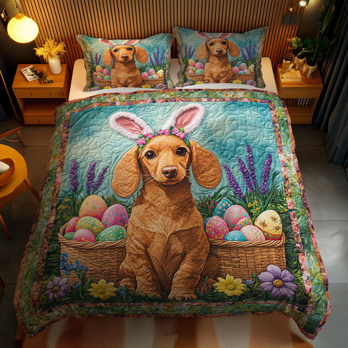 Dachshund In Easter Bloom WN1701098CL Duvet Cover Set