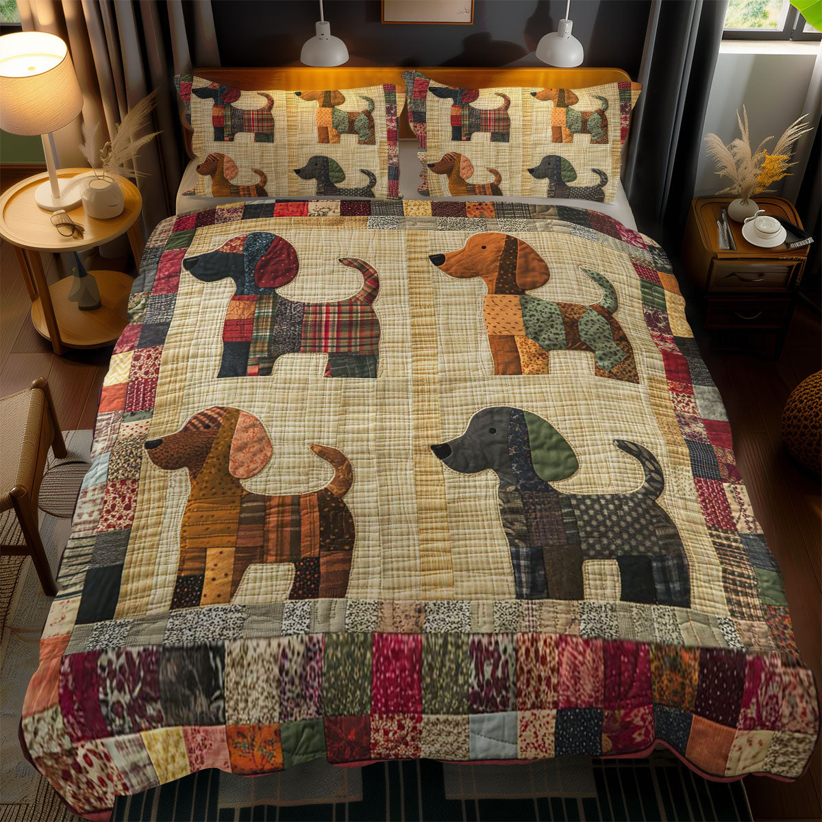 Cozy Dachshund Patches WN1103104CL Duvet Cover Set