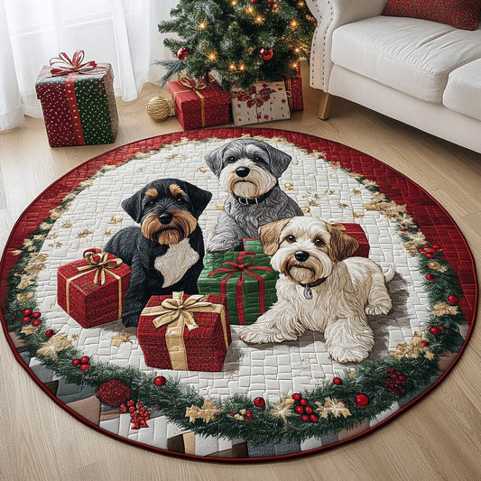 Merry Schnauzermas XR0611008CL Quilted Round Mat