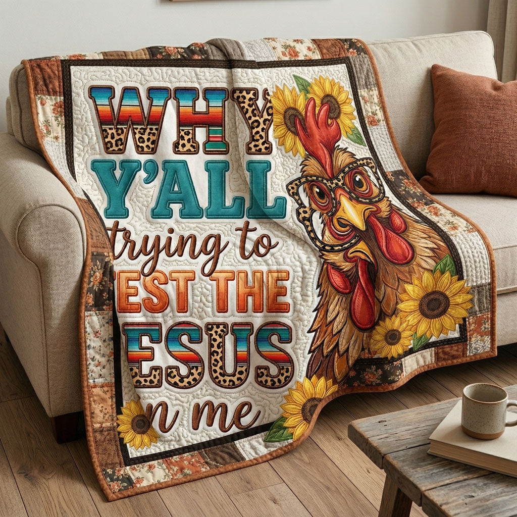 Funny Attitude Chicken Sunflower WN1004006CL Quilt