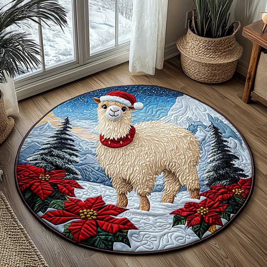 Chirstmas Llama QA2311004CL Quilted Round Mat
