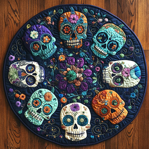 Skull Witch Charm WN1108082CL Quilted Round Mat