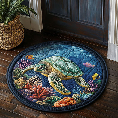 Tidal Turtle CP1301034CL Quilted Round Mat