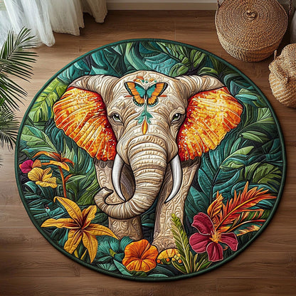 Vibrant Tropical Elephant QA0612010CL Quilted Round Mat