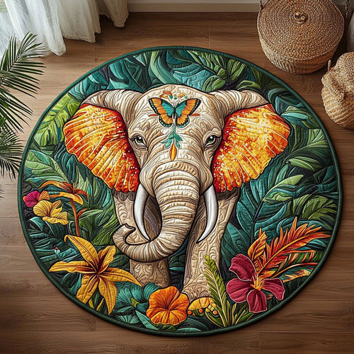 Vibrant Tropical Elephant QA0612010CL Quilted Round Mat