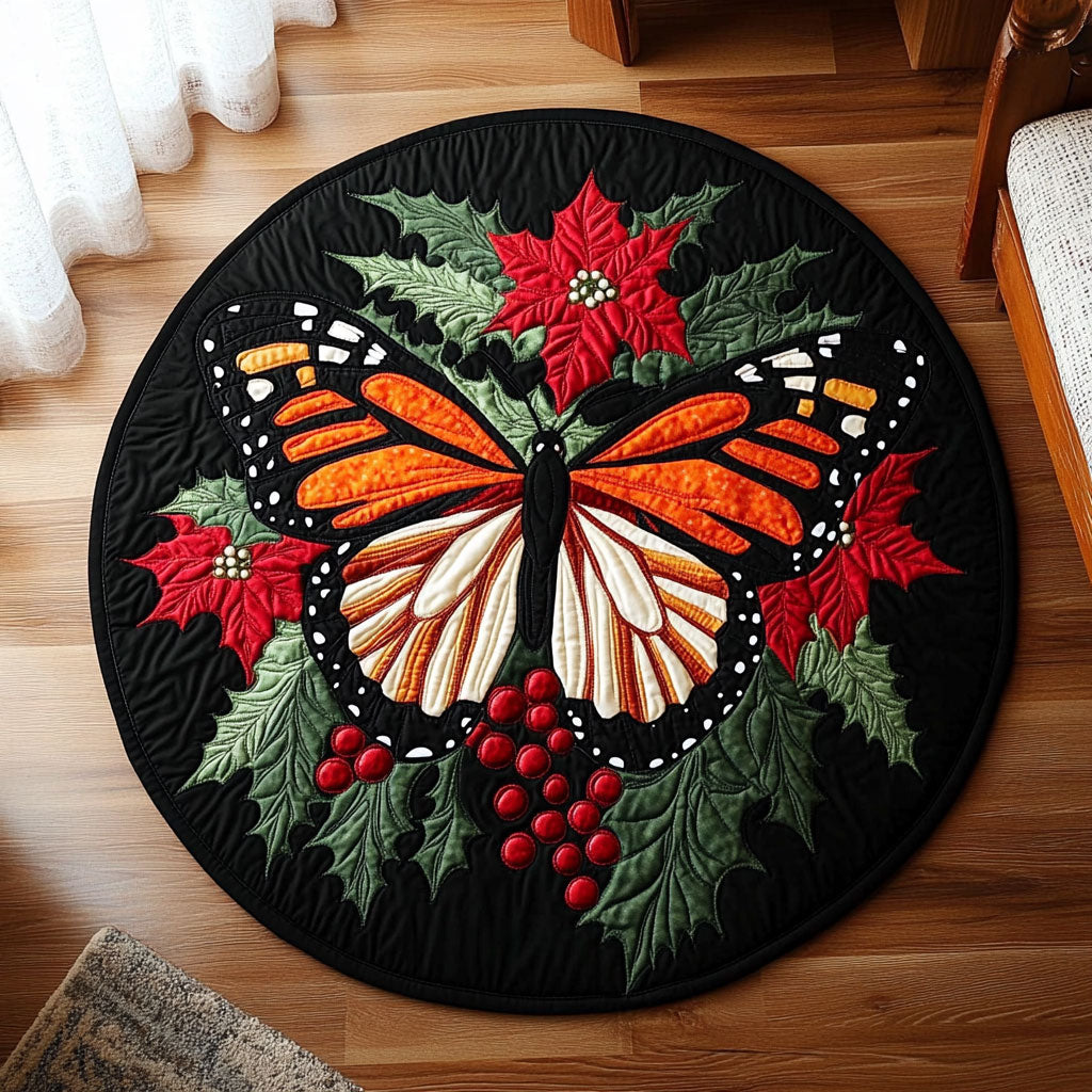 Festive Monarch Butterfly KL0212016CL Quilted Round Mat