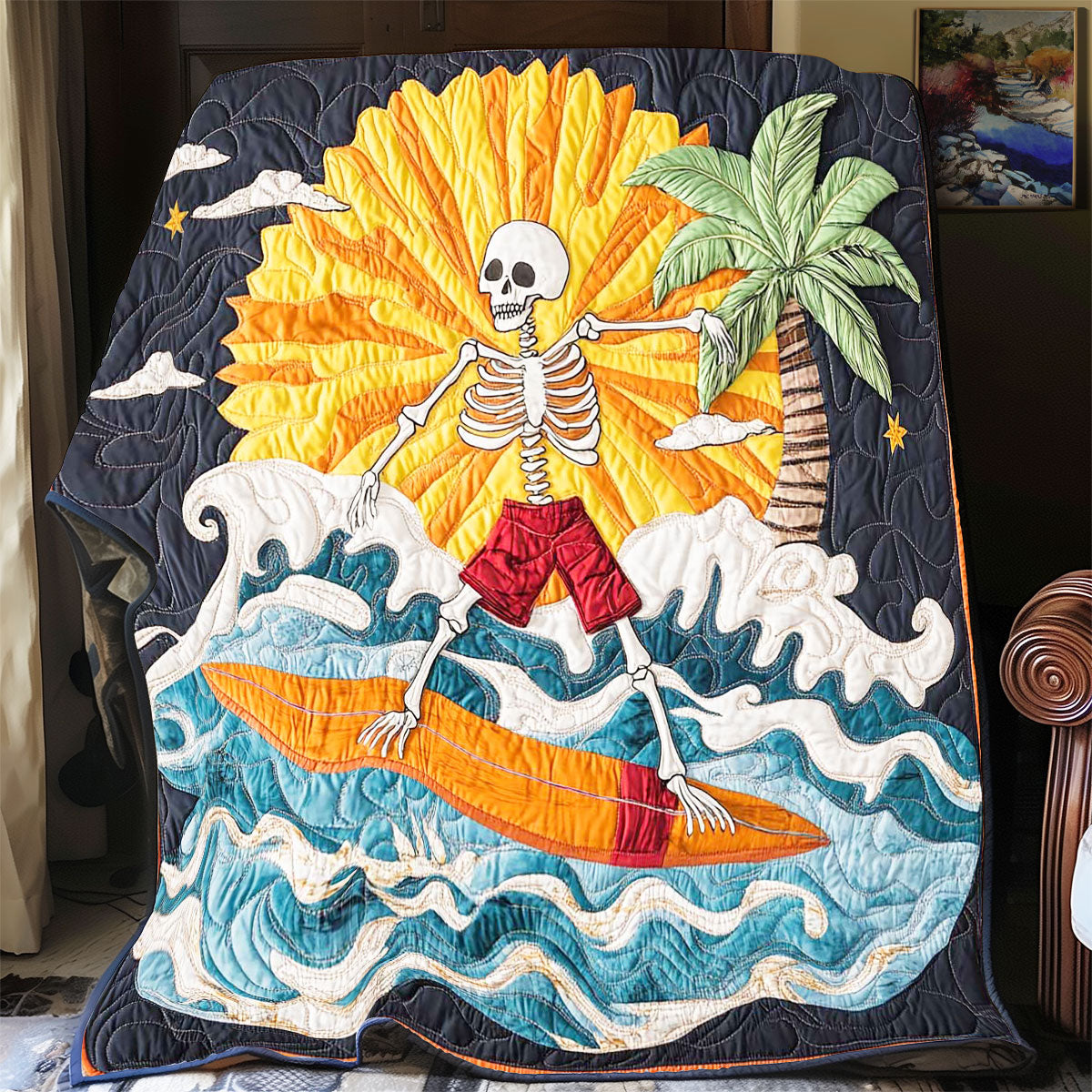 Cool Surfing Skeleton WP0201013CL Quilt