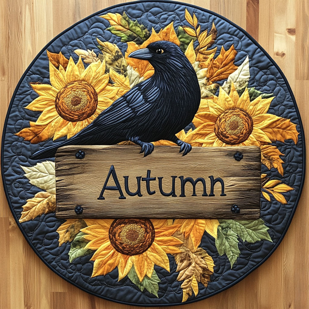 Leaf Nest Crow WN2907063CL Quilted Round Mat