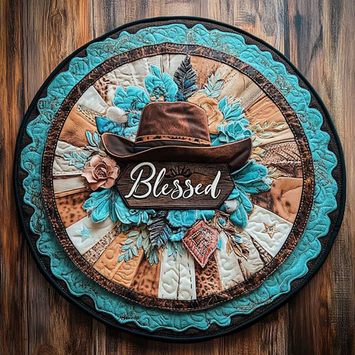 Cowboy Sun And Saddle WN2005051CL Quilted Round Mat