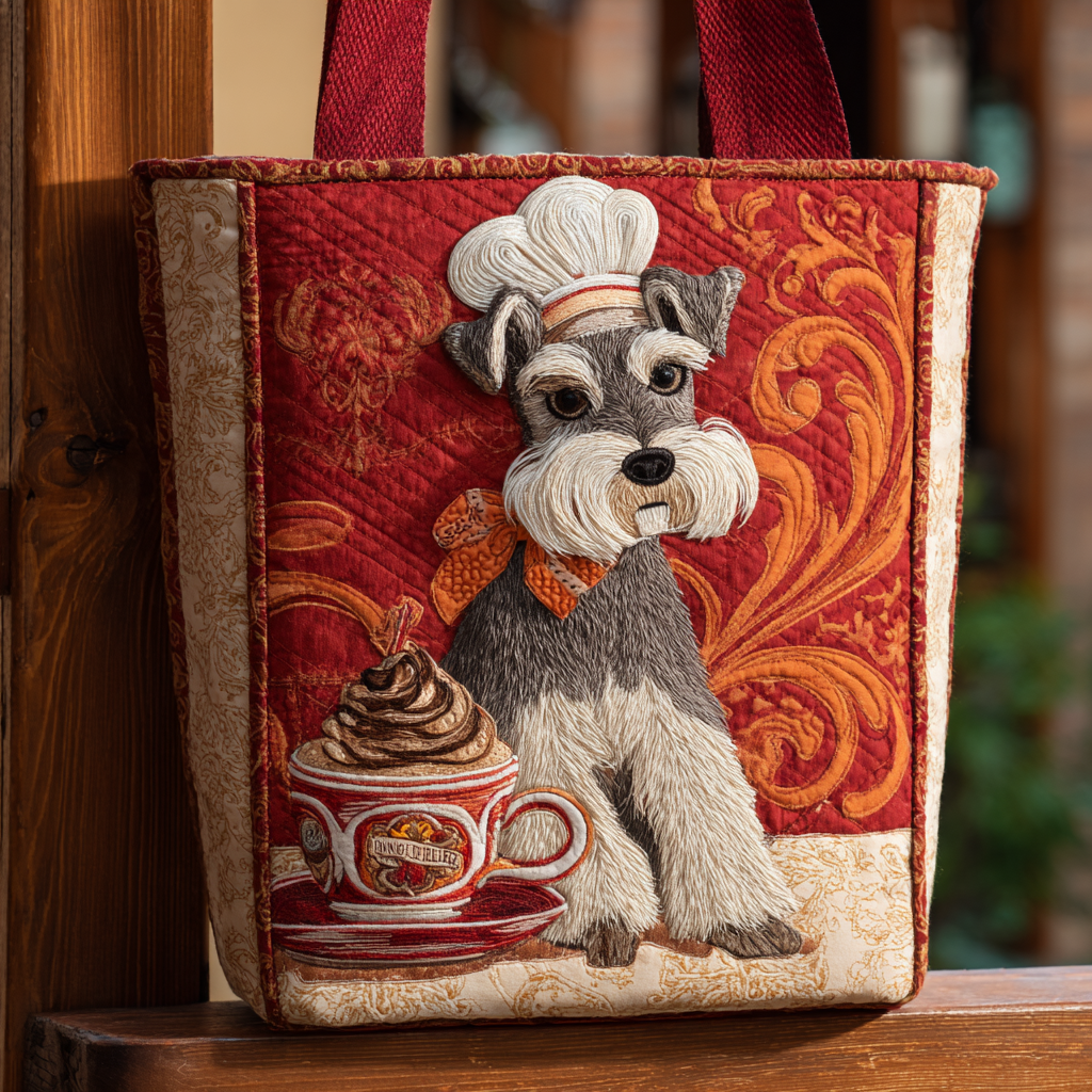 Schnauzer Chef And Cafe XR0212044CL Quilted Tote Bag