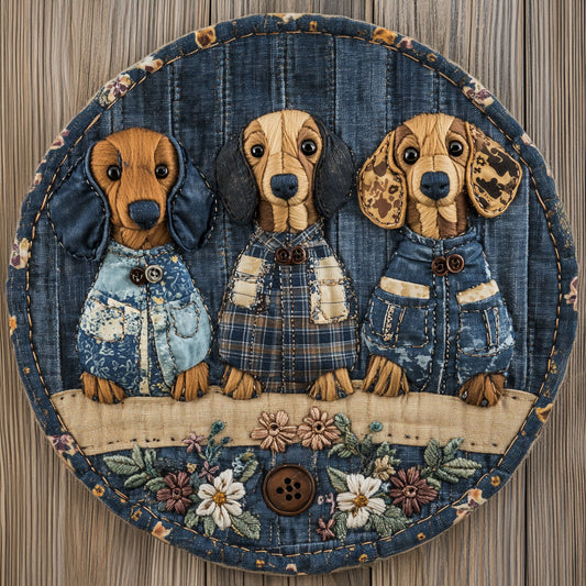 Dachshund Lane WN0207045CL Quilted Round Mat