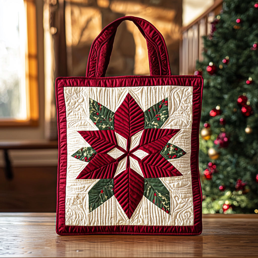 Geometric Poinsettia QA2711030CL Quilted Tote Bag