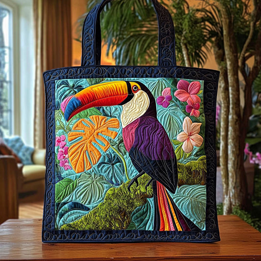 Vibrant Tropical Toucan QA0712026CL Quilted Tote Bag