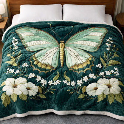 Green Butterfly QA1002006CL Faux Fur Throw Blanket