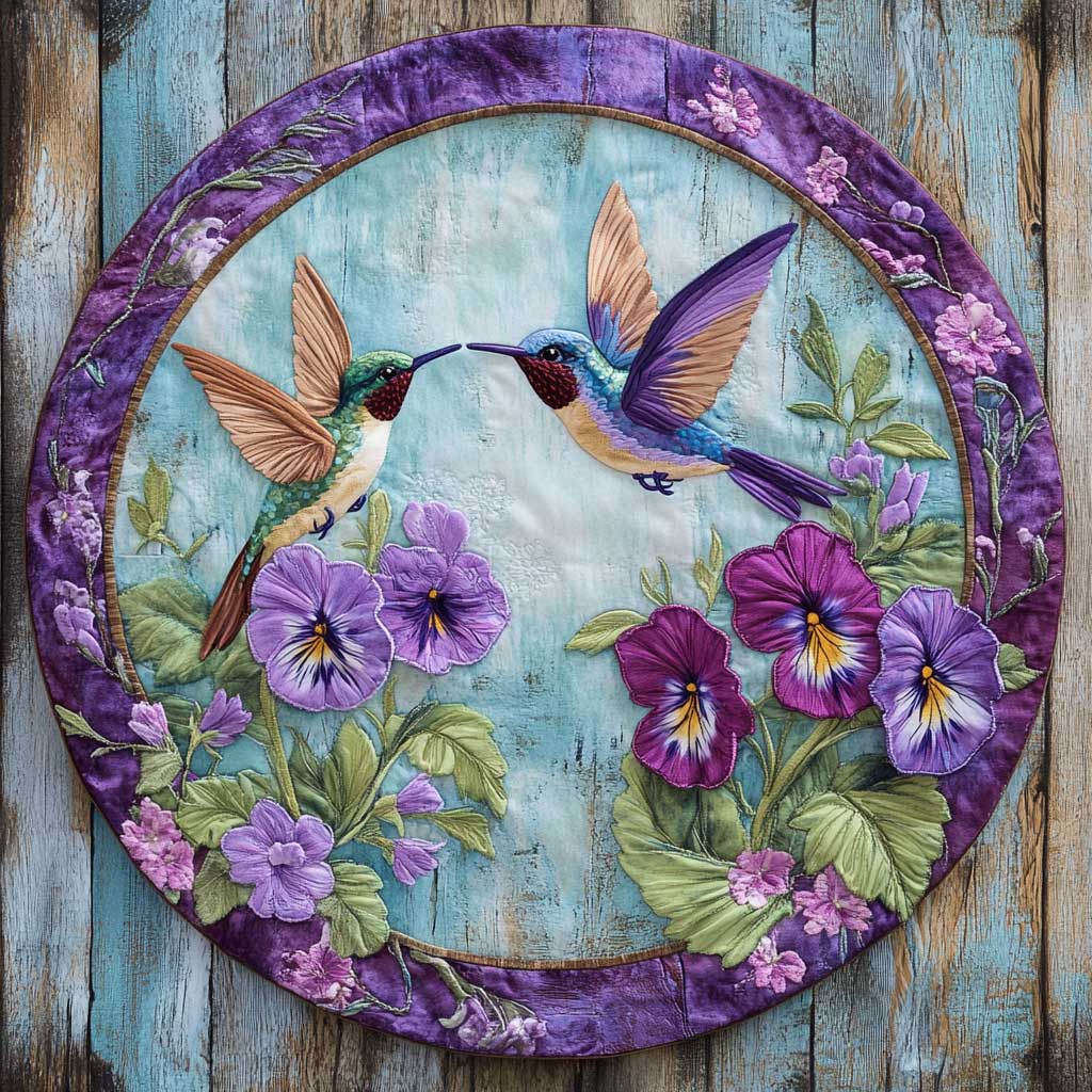 Whirling Hummingbird WN2105064CL Quilted Round Mat