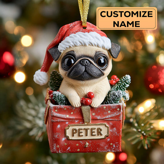 Cute Pug CW2411012CL Personalized Christmas Ornament