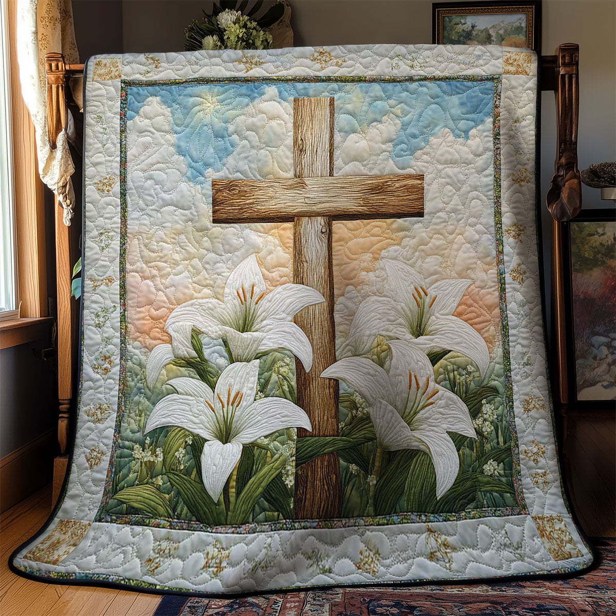 Christianity Cross And Purity Lilies WN0603002CL Quilt