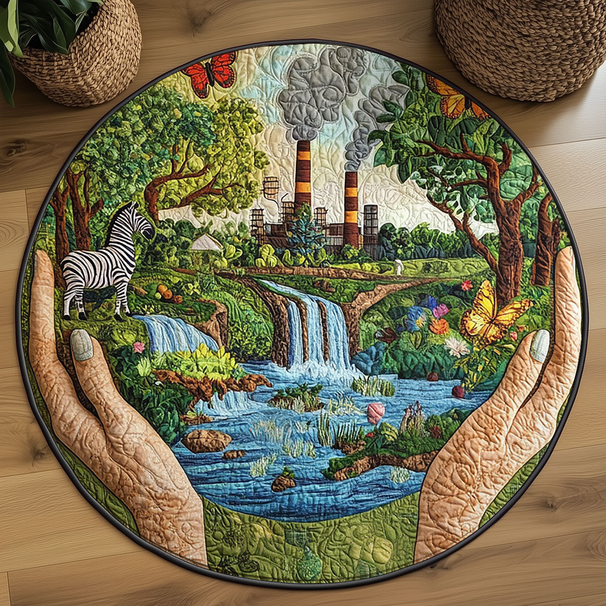 The Earth WJ0904045CL Quilted Round Mat
