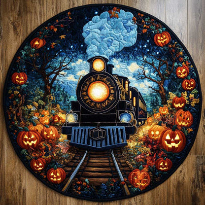Pumpkin Express Train WN1005051CL Quilted Round Mat