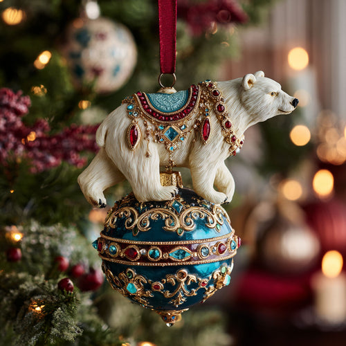 Jewel Polar Bear CW0112025CL Christmas Ornament