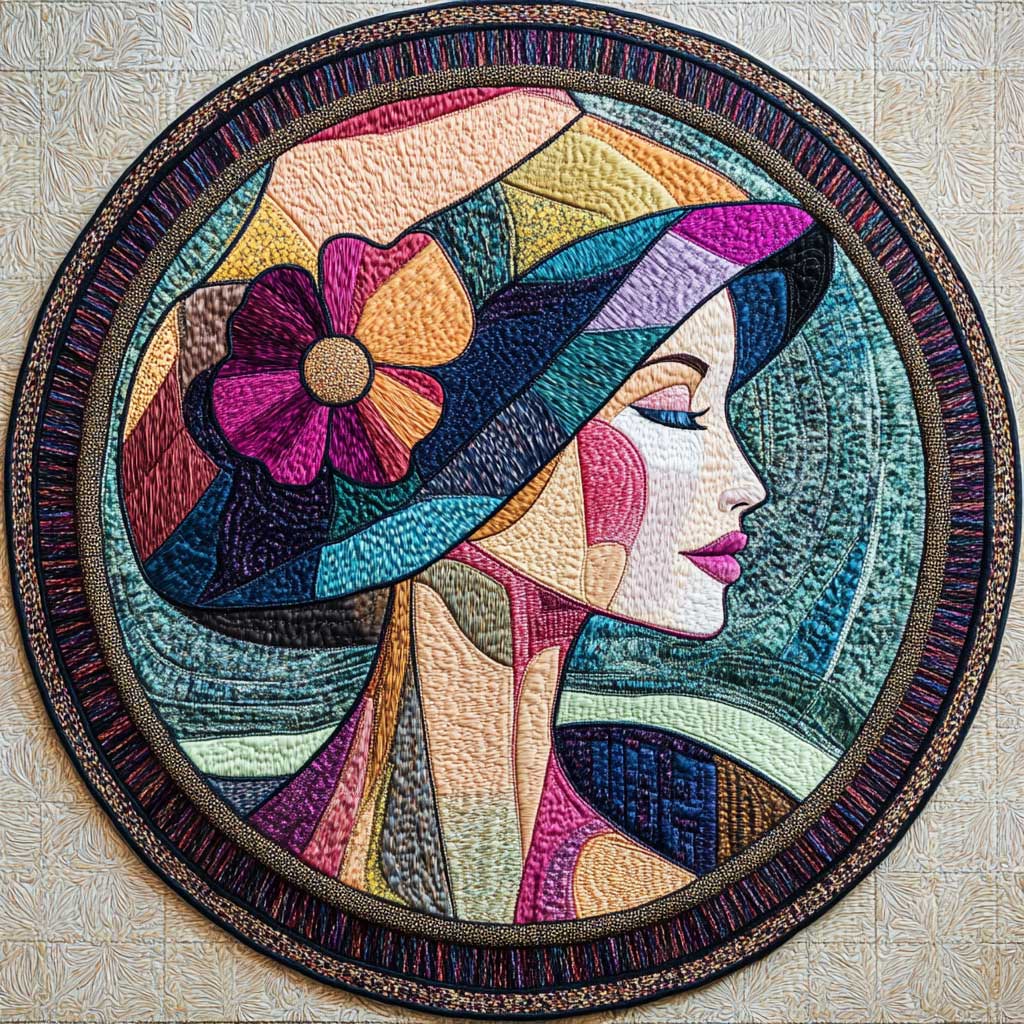 Mystic Abstract Lady WN2904090CL Quilted Round Mat
