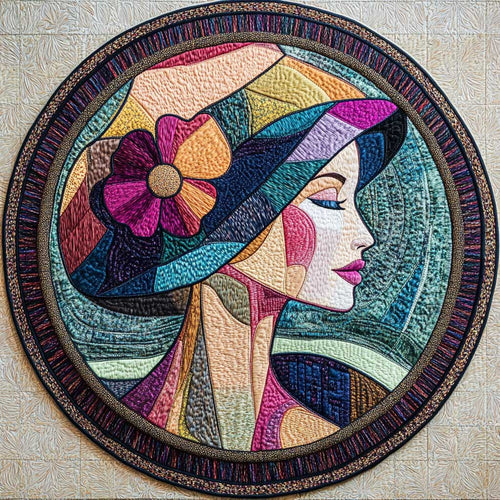 Mystic Abstract Lady WN2904090CL Quilted Round Mat