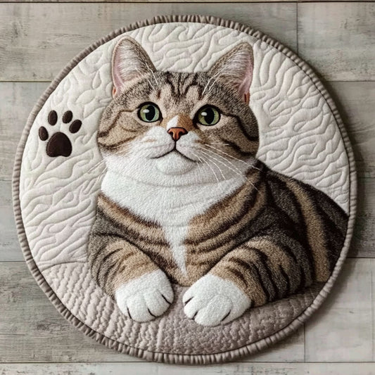 Adorable House Cat CP2304002CL Quilted Round Mat