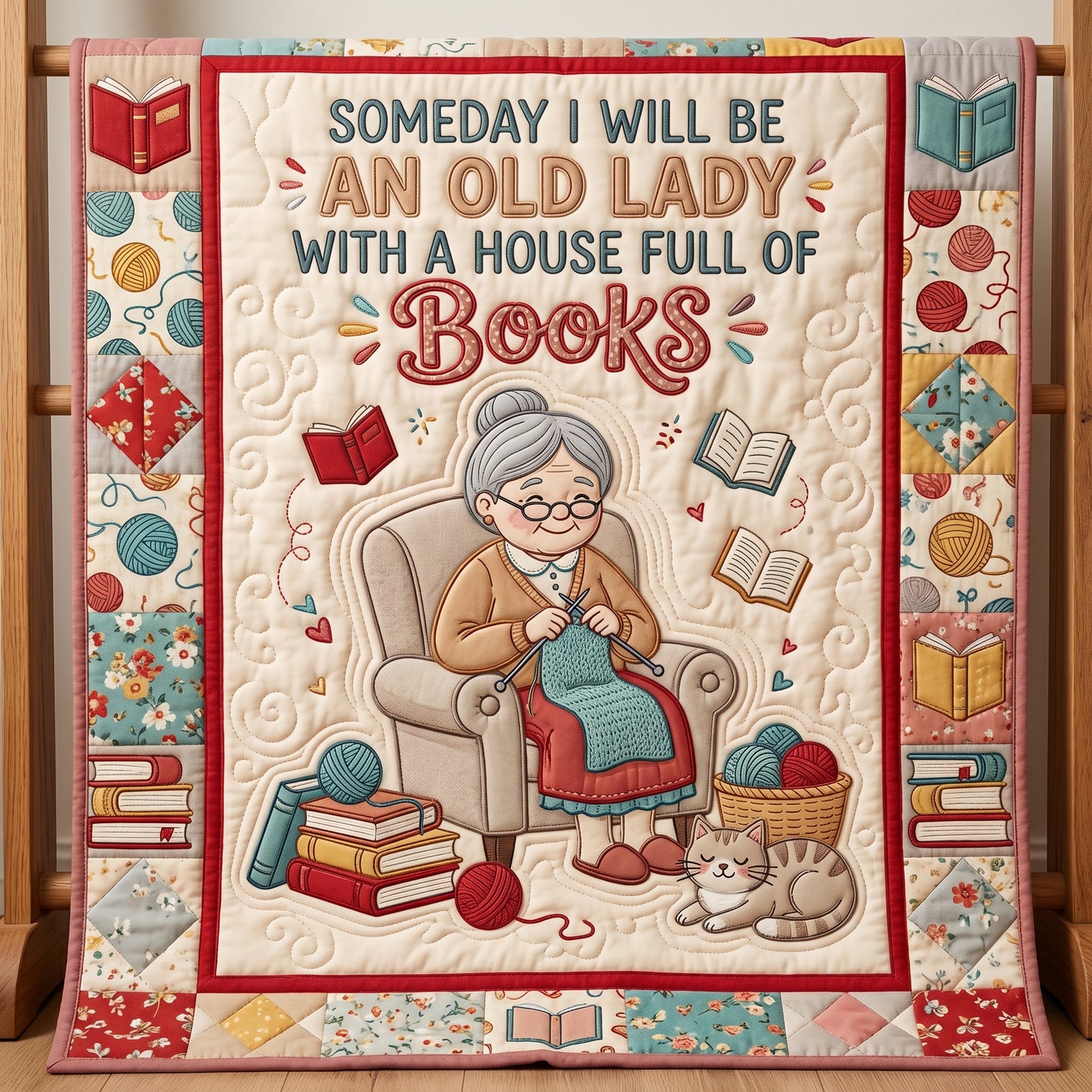 An Old Lady With Books XR1304010CL Quilt