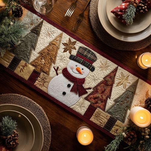 Vintage Snowman XR0410028CL Quilted Table Runner