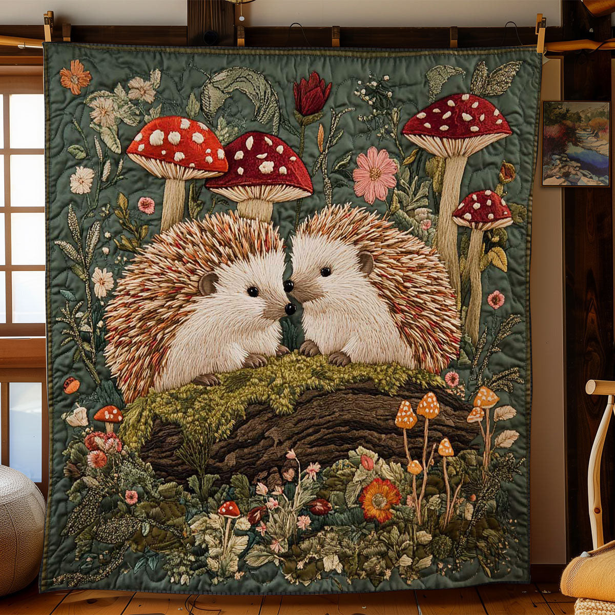 Hedgehog And Toadstools WN1203037CL Quilt