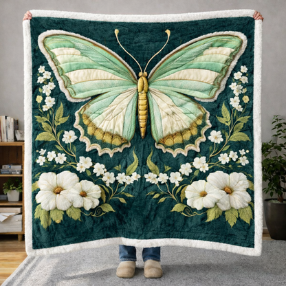 Green Butterfly QA1002006CL Faux Fur Throw Blanket