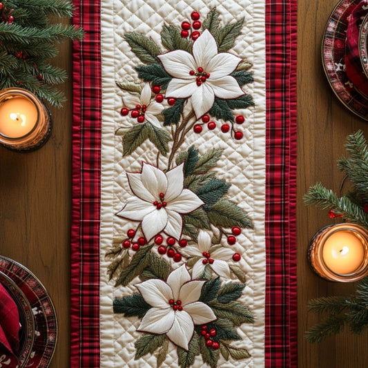 Christmas Flowers XR1210016CL Quilted Table Runner