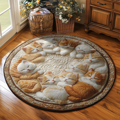 Snuggle Cat Family WN2203089CL Quilted Round Mat