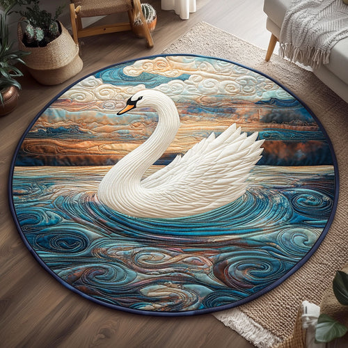 Elegant White Swan WJ0404038CL Quilted Round Mat