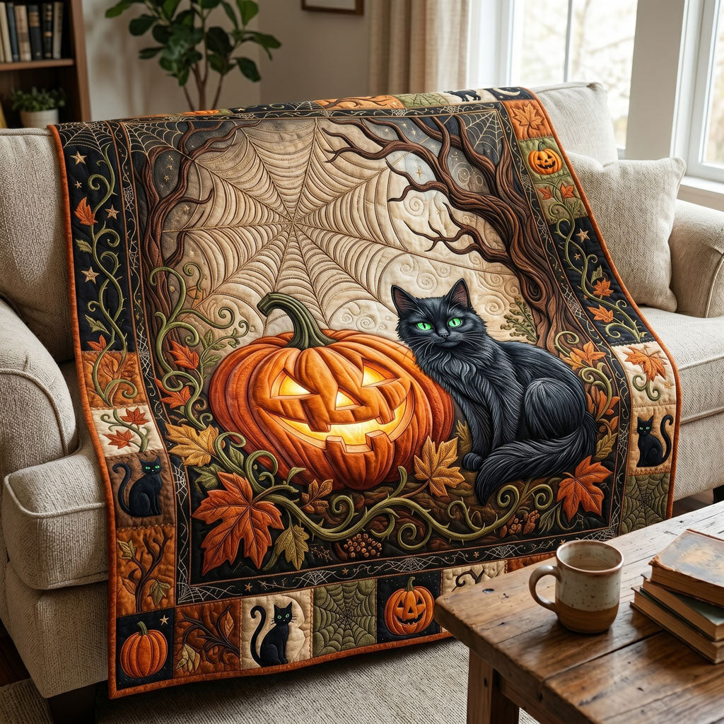 Midnight Pumpkin Cat WN0605015CL Quilt