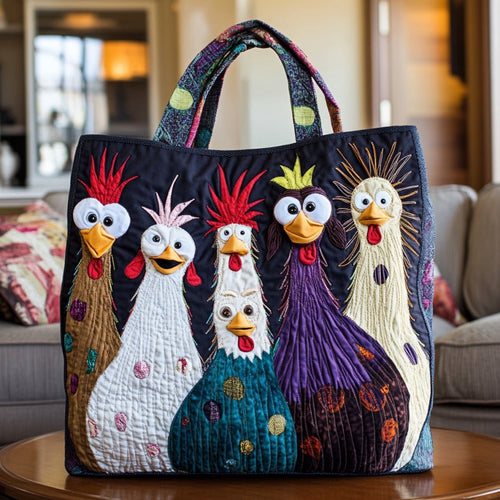 Goofy Chickens XR3009007CL Quilted Tote Bag