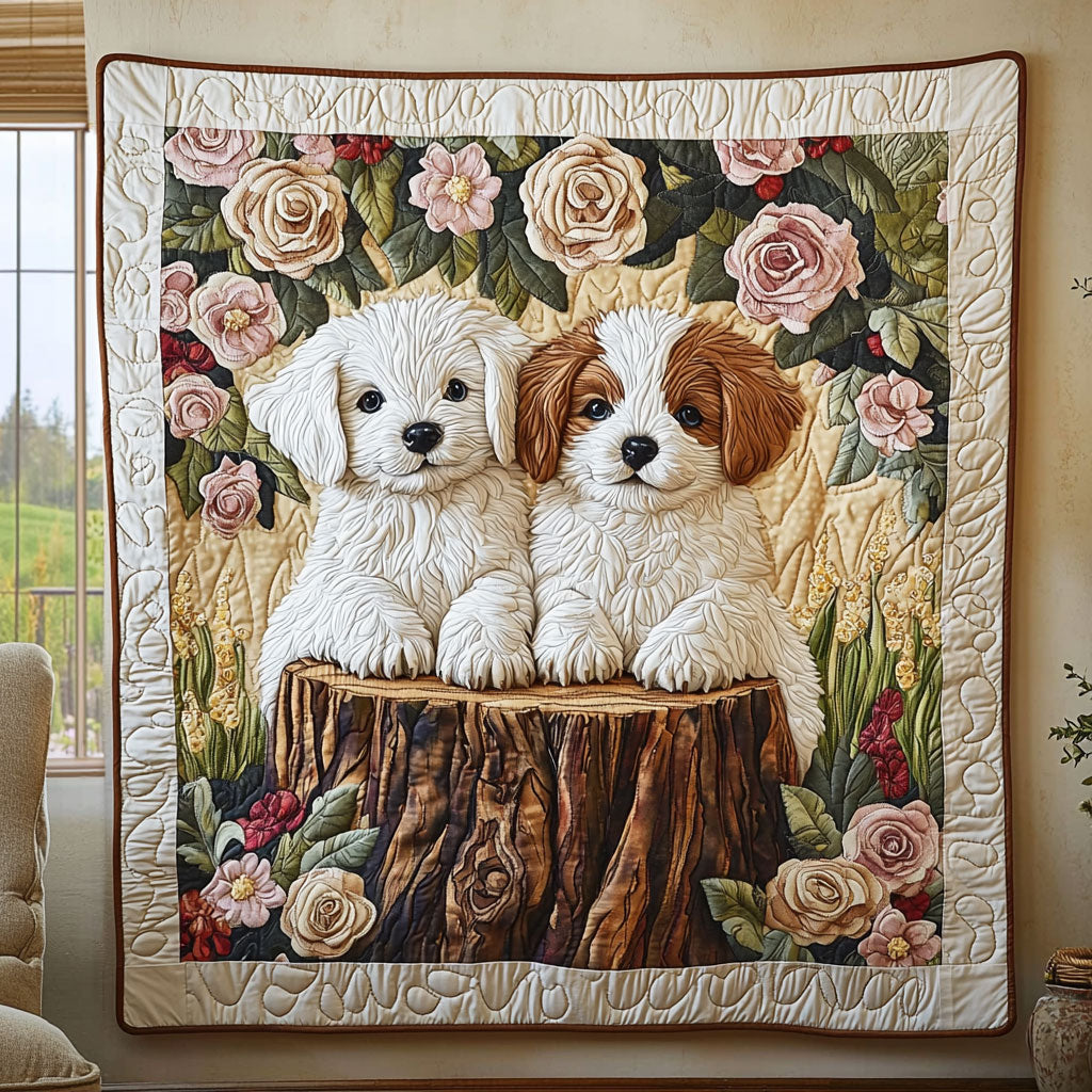 Dogs In Rose Garden QA0801008CL Quilt