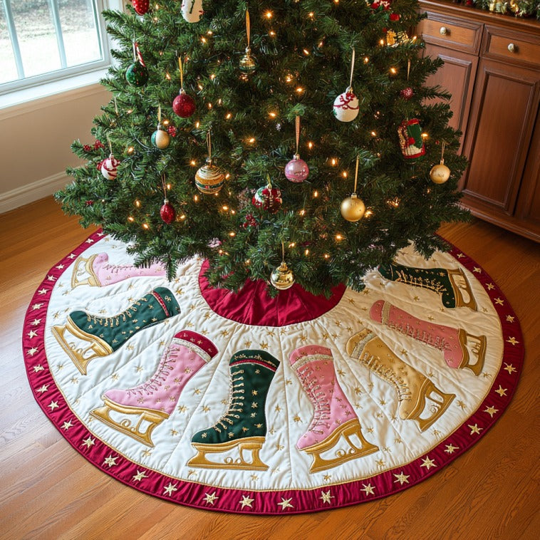Ice Skating Boots XR1310008CL Quilted Christmas Tree Skirt