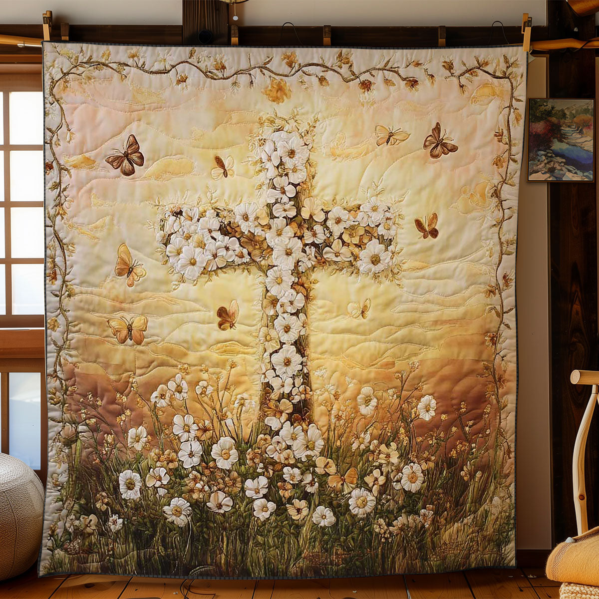 Christianity Divine Flowers WN0603045CL Quilt