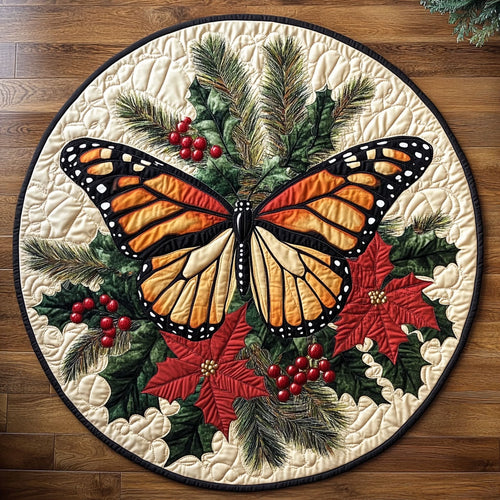 Festive Monarch Butterfly KL0212015CL Quilted Round Mat