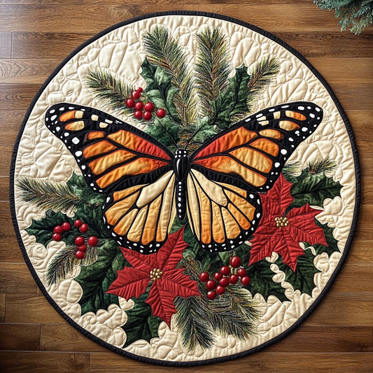 Festive Monarch Butterfly KL0212015CL Quilted Round Mat