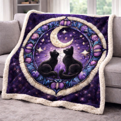 Celestial Black Cats KL0302001CL Faux Fur Throw Blanket